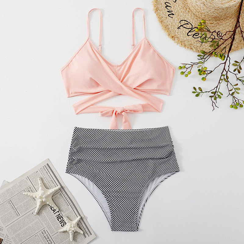 Damen Crop-Top Bikini-Set mit geflochtenem Design EB