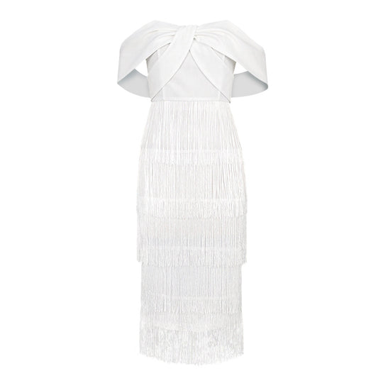Damen Cut-out Cocktailkleid mit Fransen EB