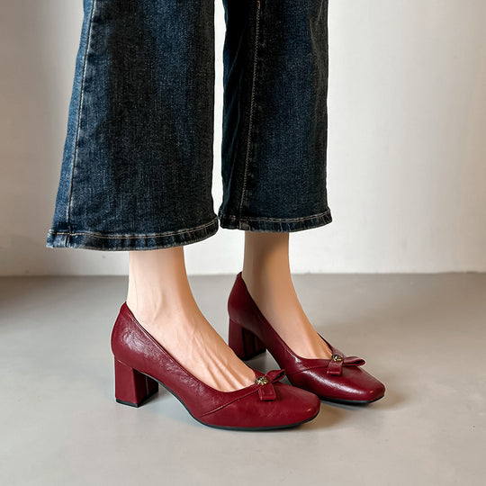 Damen elegante Pumps mit zartem Schleifen-Detail EB