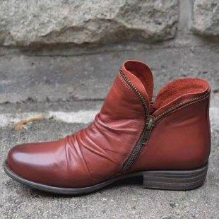 Damen moderne Ankle Boots mit asymmetrischem Reißverschluss und modischer Faltenoptik EB