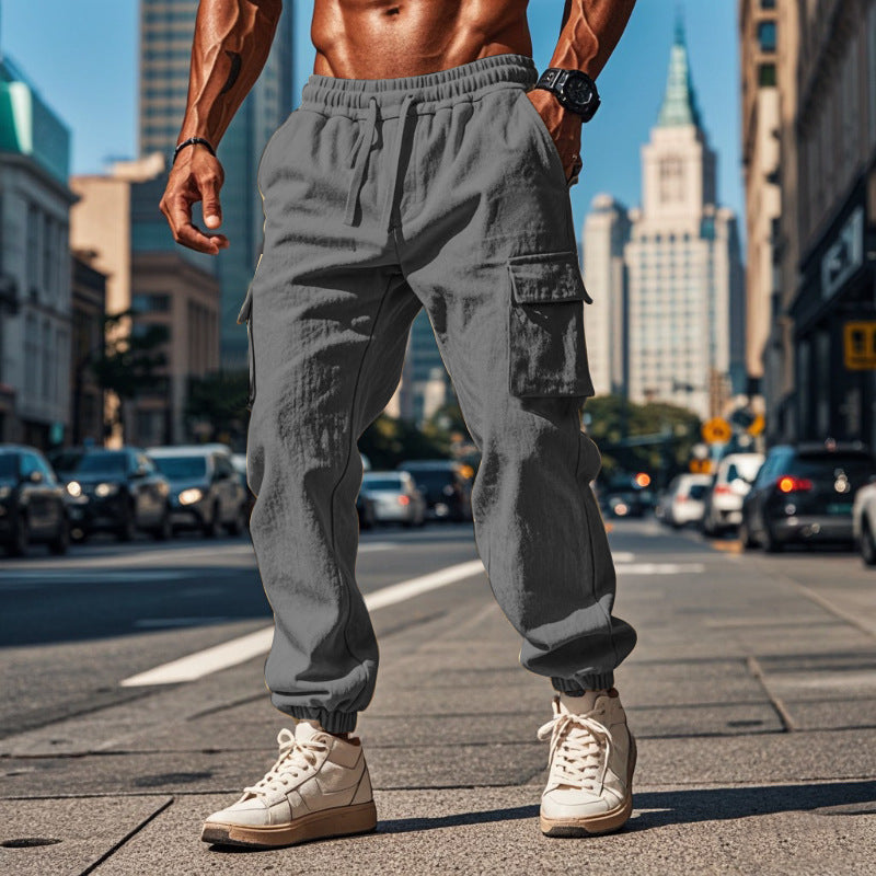 Herren Cargo-Jogginghose mit verstellbarem Kordelzug und mehreren Seitentaschen EB