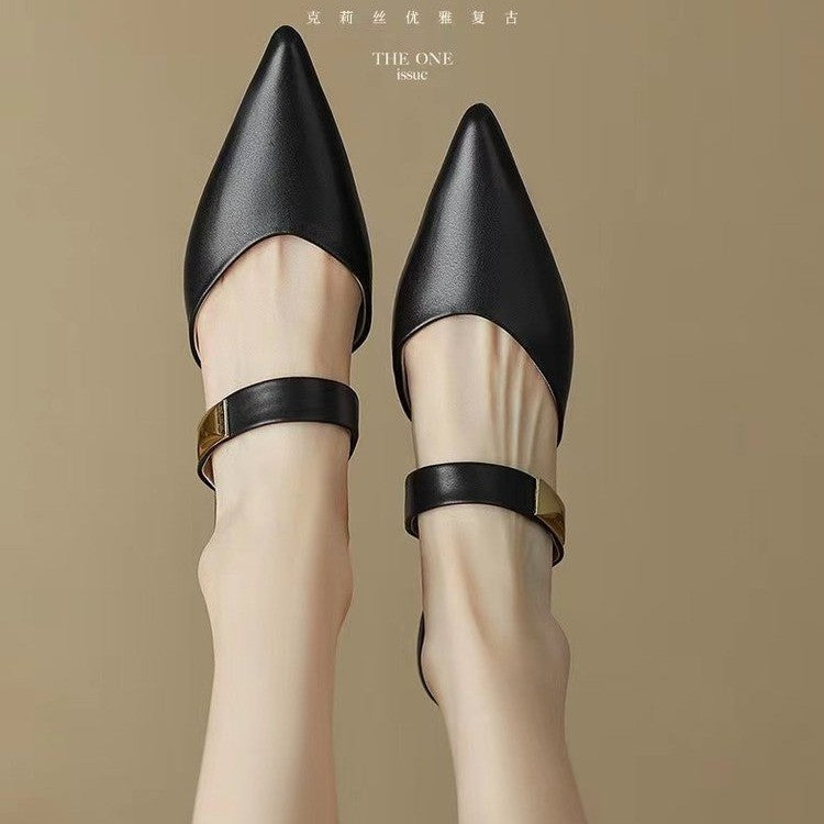 Damen elegante Slingback-Mules mit dekorativem Riemen EB