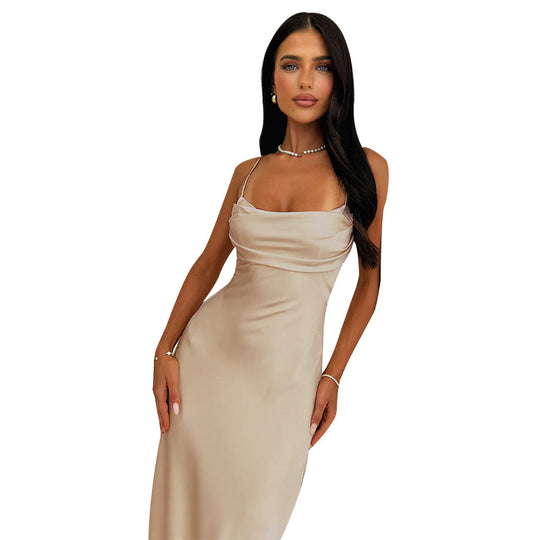 Damen Elegantes Maxikleid mit raffiniertem Cowl-Ausschnitt EB