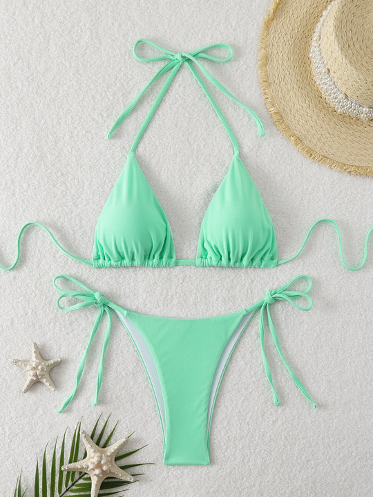Damen Triangel-Bikini mit verstellbaren Riemen und raffinierten Details EB