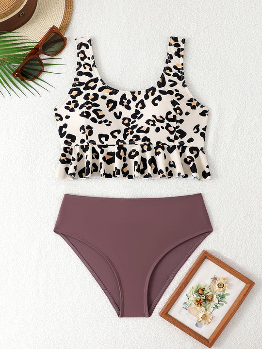 Damen Bikinisit mit sportlichem Oberteil und hoch taillierten Bottoms EB