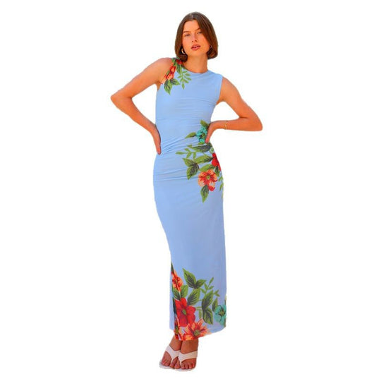 Damen Maxikleid mit floralem Druck und figurformendem Schnitt EB