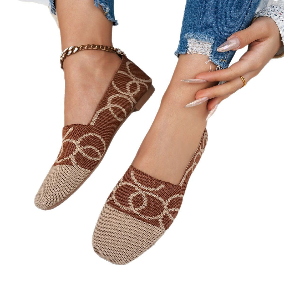 Damen elegante Slip-On Ballerinas mit modischem Strickdesign EB