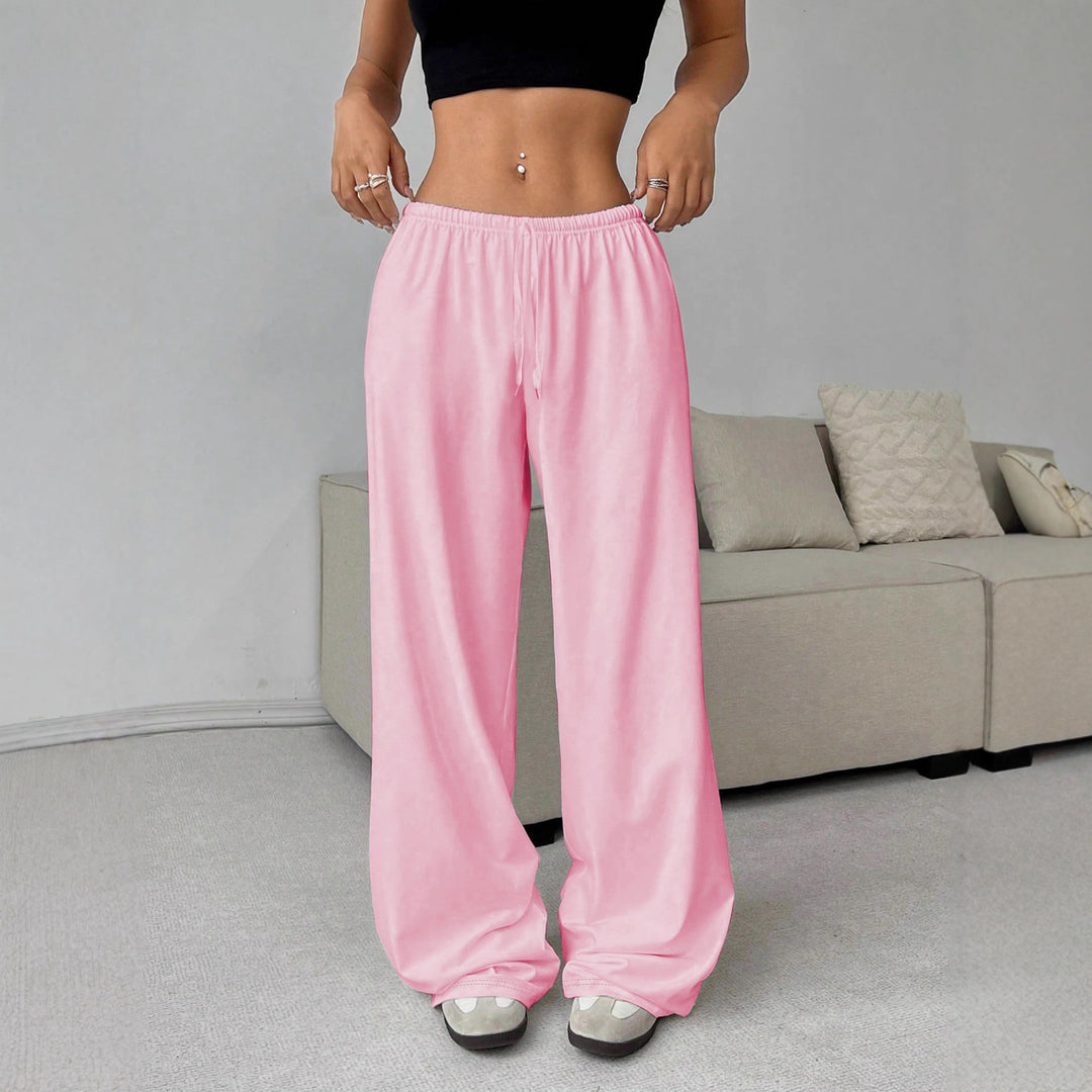 Damen nan weiter Highwaist Palazzo-Jogger mit elastischem Komfortbund, Kordelzug und seitlichen Eingrifftaschen EB