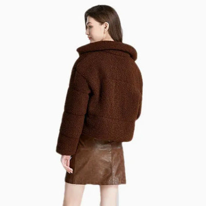 Damen Gemütliche Teddyjacke mit hohem Kragen EB