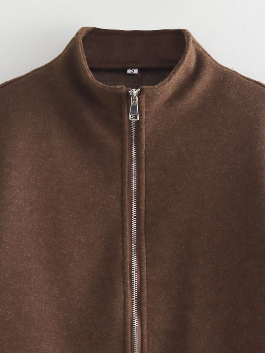 Damen zeitgenössische Übergangsjacke mit hochwertigem Stehkragen und durchgehendem Reißverschluss EB