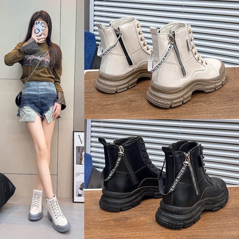 Damen modische High-Top Sneakers mit praktischem Reißverschluss und atmungsaktiver Sohle EB