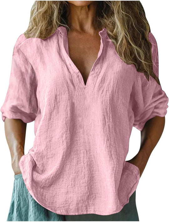 Damen lässige Leinenbluse EB