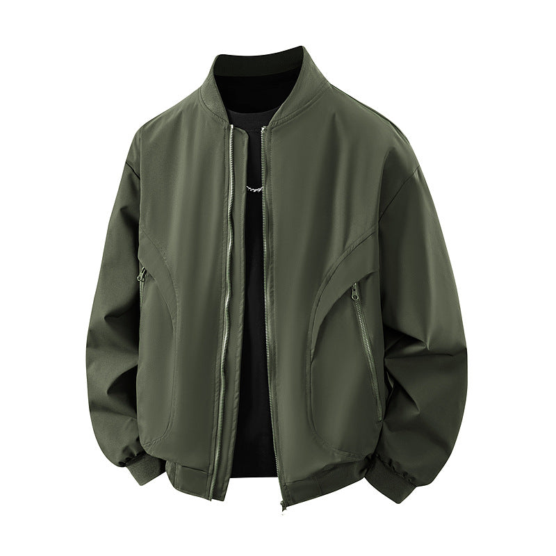 Damen lässige Freizeitschnittjacke mit seitlichen Reißverschlusstaschen und steigendem Kragen EB