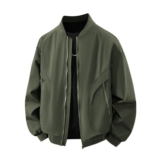 Damen lässige Freizeitschnittjacke mit seitlichen Reißverschlusstaschen und steigendem Kragen EB