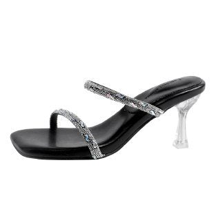 Damen Elegante Riemchen Slipper mit glitzernden Akzenten EB