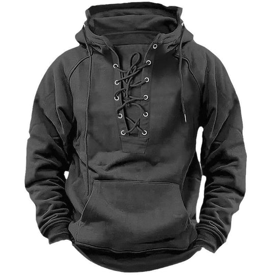 Herren Kapuzenpullover mit modernem Schnürdesign und weichem Innenfutter EB