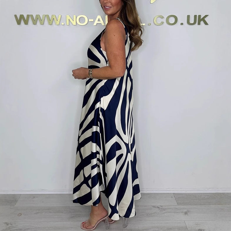 Damen Maxikleid mit modernem Muster und elegantem Schnitt EB