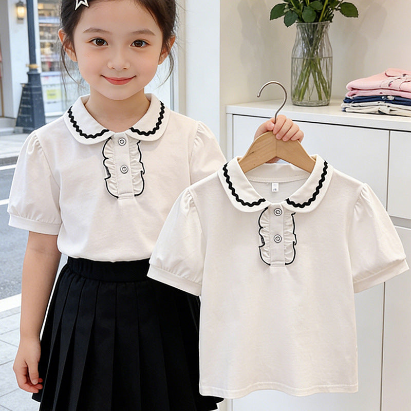 Mädchen modische Bluse mit Rüschendetails EB