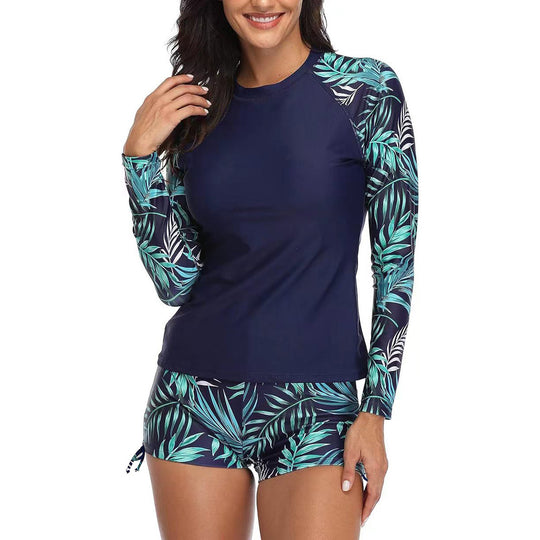 Damen Sportlicher Rashguard mit floralem Design EB