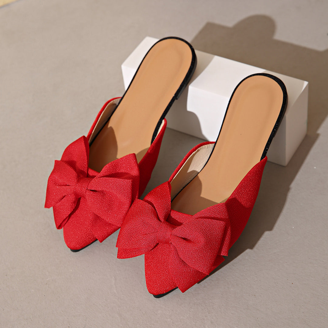 Damen modische Slides mit eleganter Schleifenverzierung EB