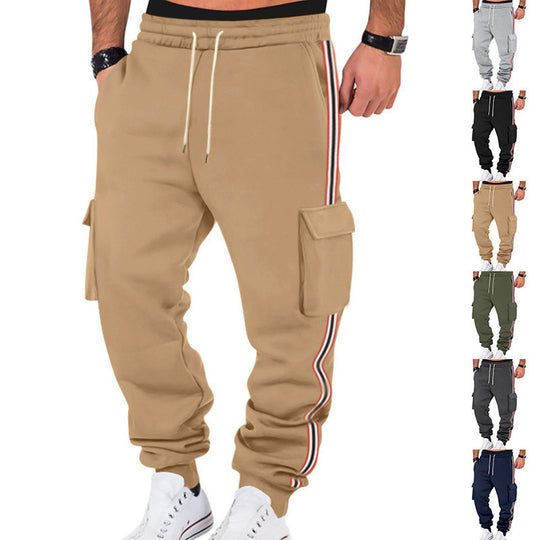 Herren Cargo-Joggerhose mit seitlichen Klapp‑Cargotaschen, Tunnelzug & Rippbündchen EB