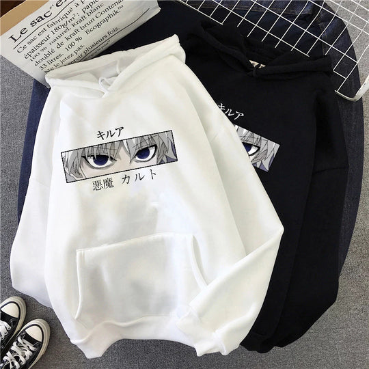 Unisex nan oversized Kapuzenpullover mit anime Augenprint und weicher Baumwollmischung EB