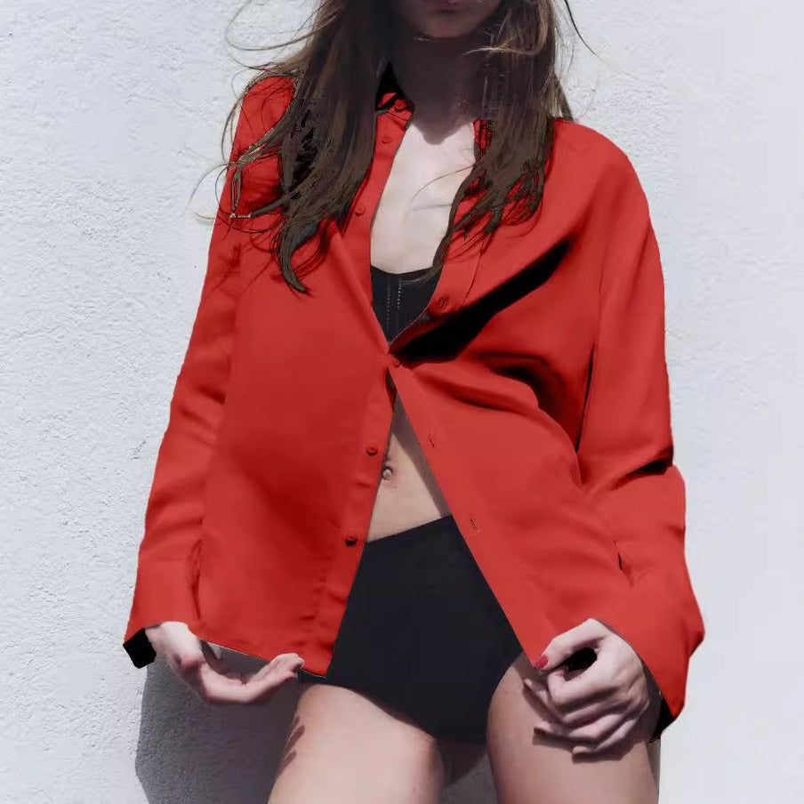 Damen Oversize Hemdbluse mit Knopfleiste und lässigem Schnitt EB
