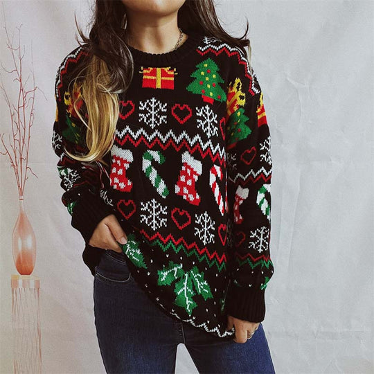 EB | Weihnachtlicher Strickpullover Mit Schneeflockenmotiv