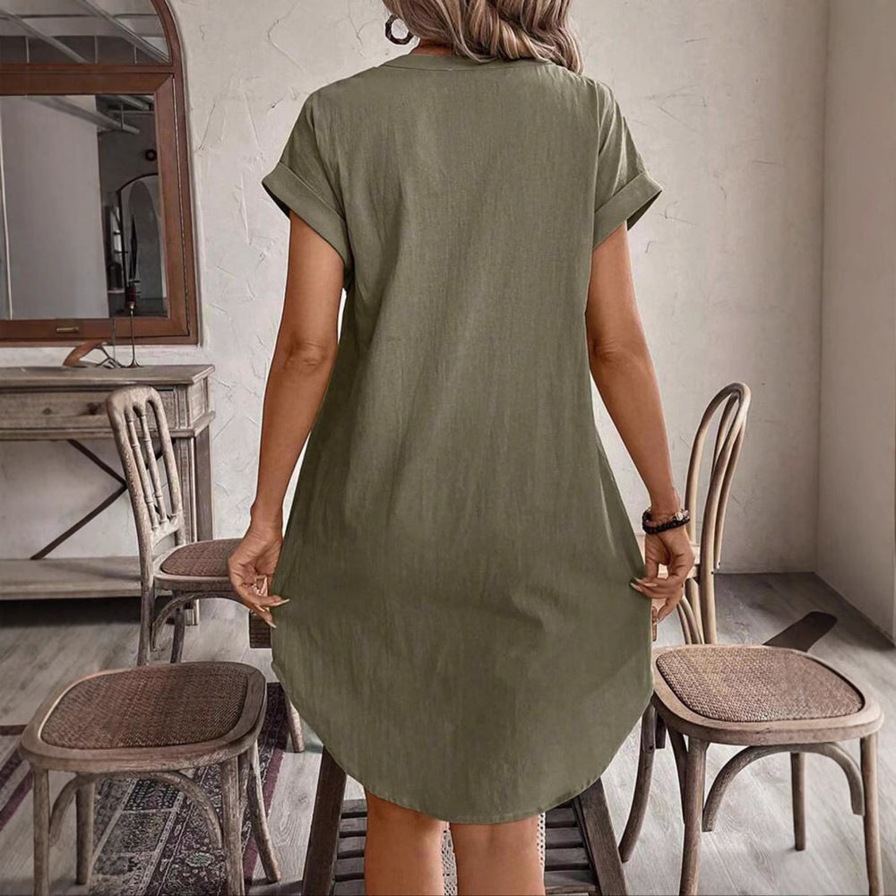 Damen lässiges Hemdblusenkleid EB