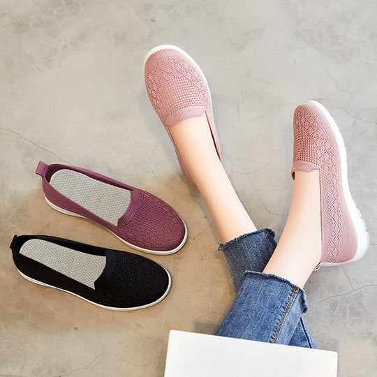 Damen sportive Slip-On Sneakers mit atmungsaktivem Strickoberteil EB