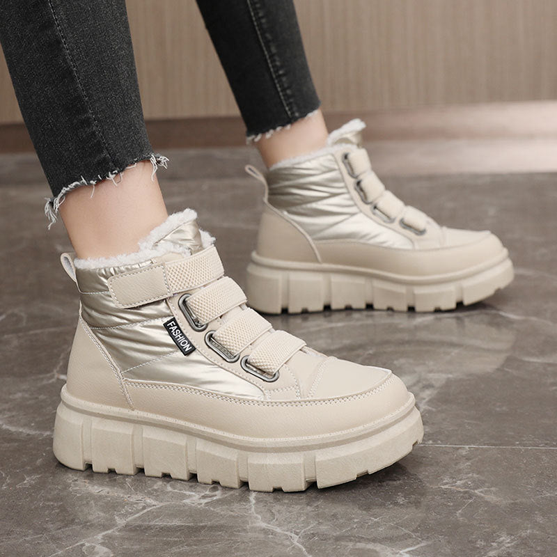 Damen Winterstiefel mit warmem Fleece-Futter und praktischen Klettverschlüssen EB
