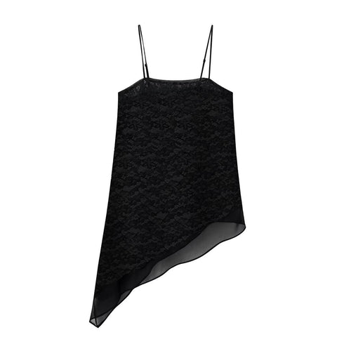 Damen-Spitzen-Camisole mit asymmetrischem Schnitt und dekorativen Trägern EB