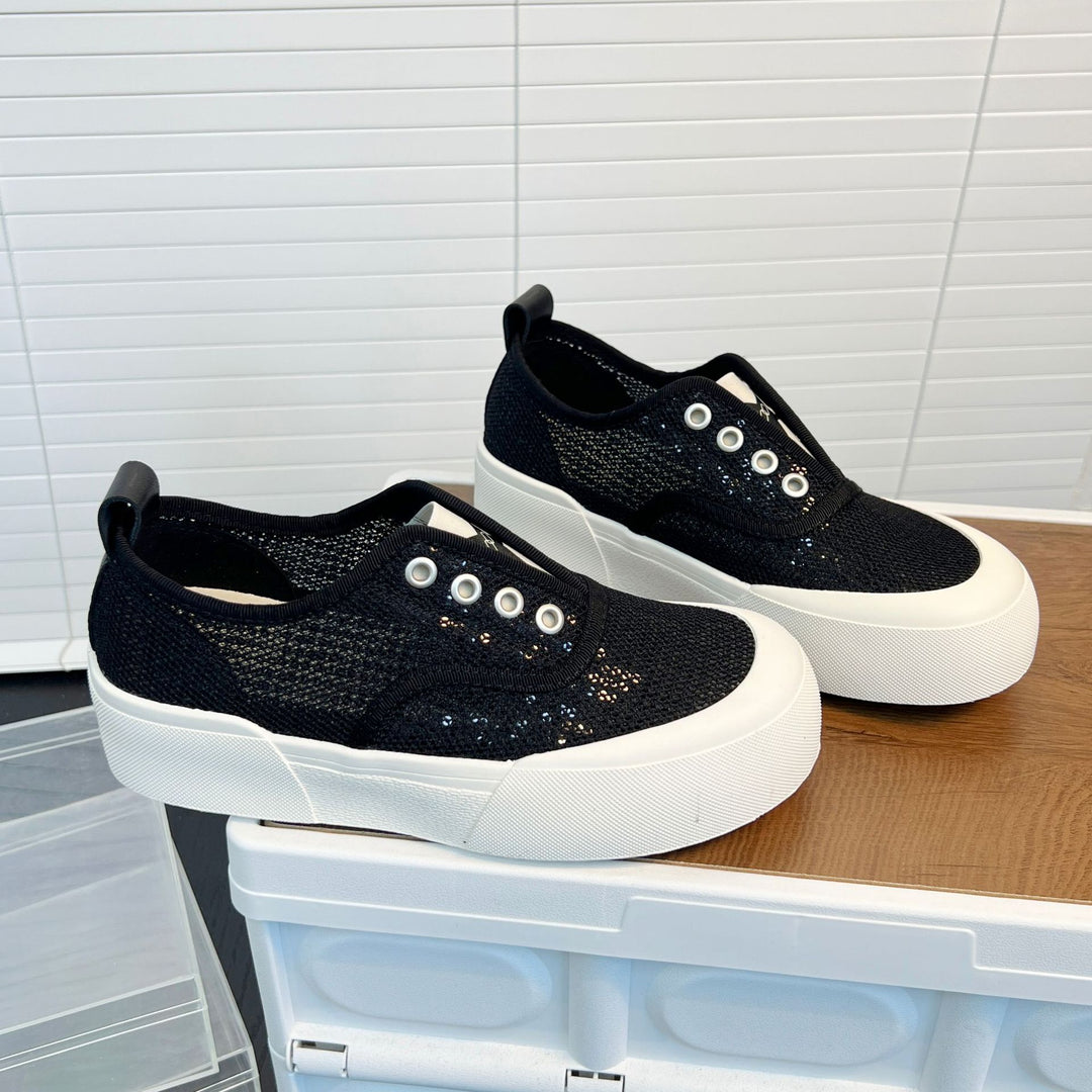 Damen Sportliche Sneakers mit atmungsaktiver Netzstruktur und trendigem Glitzerdesign EB