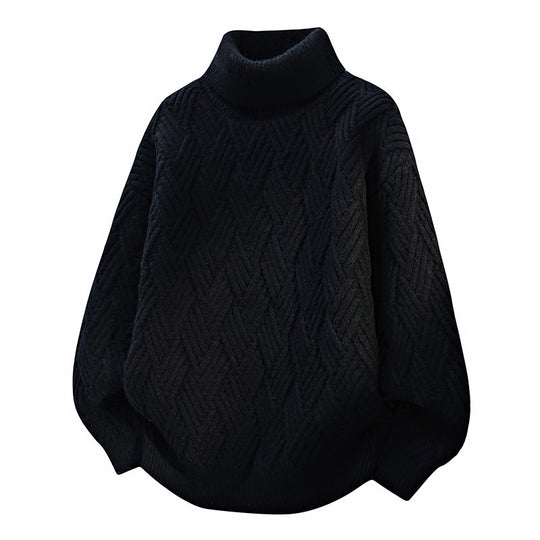 Damen Oversized Rollkragenpullover mit strukturiertem Zopfmuster EB