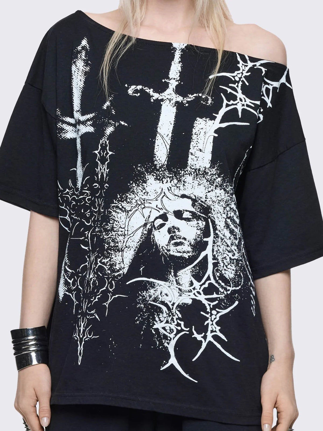 Damen Oversized T-Shirt mit kreativem Grafikdesign EB