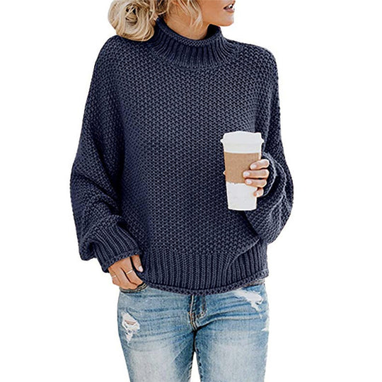 Damen nan grobstrick Rollkragenpullover mit Oversize-Schnitt und Blockstreifen-Optik EB
