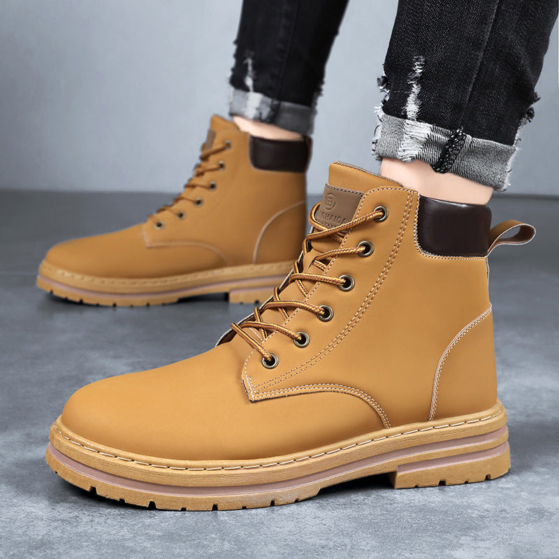 Herren robuste Lederstiefeletten mit rutschfester Sohle und weicher Innensohle EB