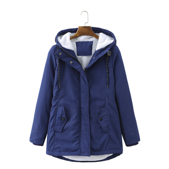 Damen warme Fleecegefütterte Parka-Jacke mit verstellbarem Taillenzug EB