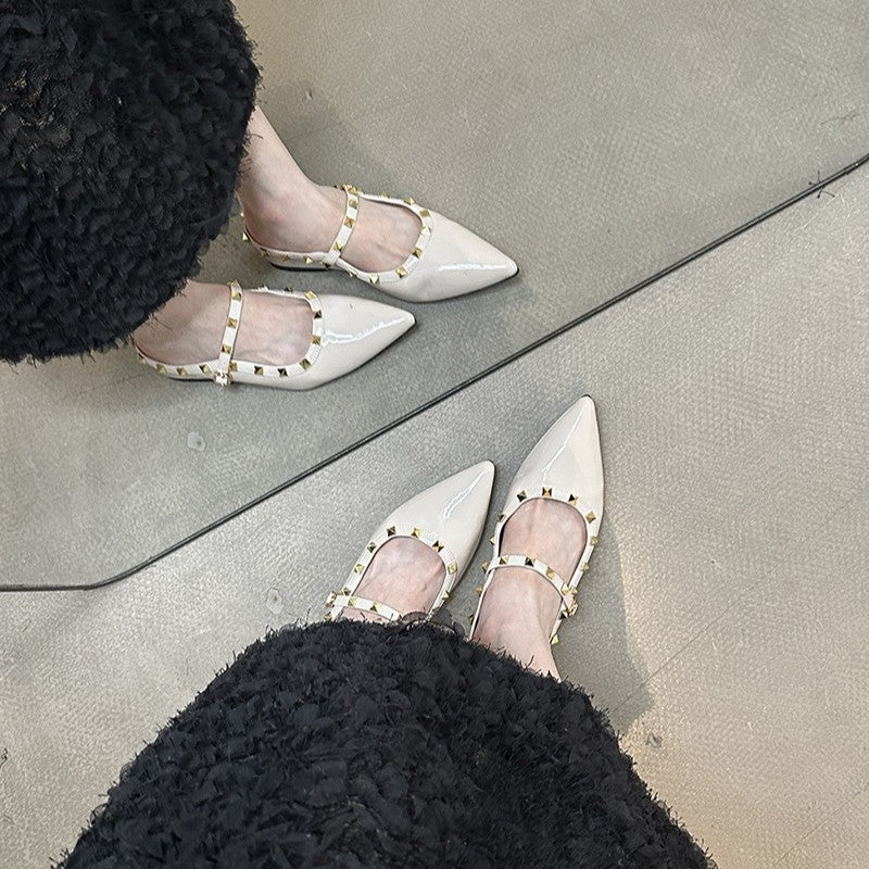 Damen elegante Slingback-Ballerinas mit dekorativen Nieten und komfortablem Fußbett EB