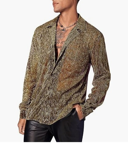 Damen nan schimmernde Crinkle-Hemdbluse mit Viskose-Optik Hemdkragen und Manschetten EB