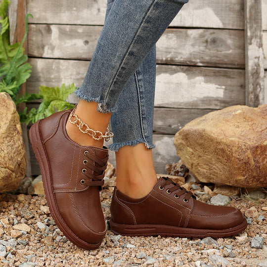 Damen bequeme Sneaker mit modischem Lederlook EB