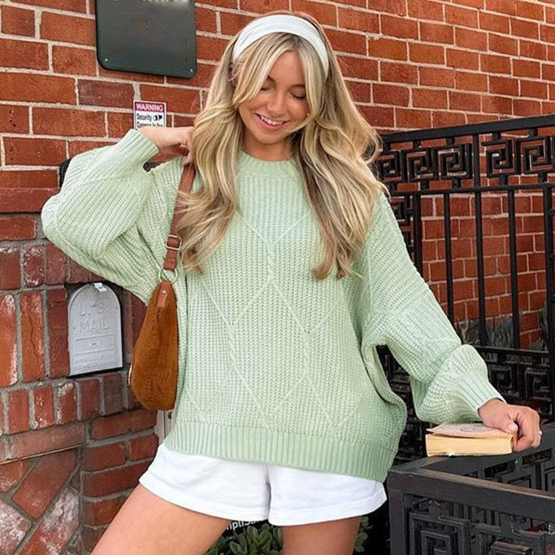 Damen Grobstrickpullover mit asymmetrischem Schnitt und weitem Bund EB