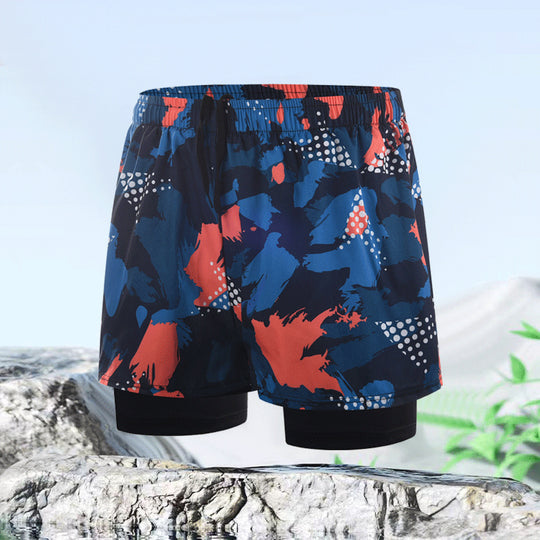 EB | Doppellagige Herren Sport Fitness Anti-Peinlichkeit Strandhose