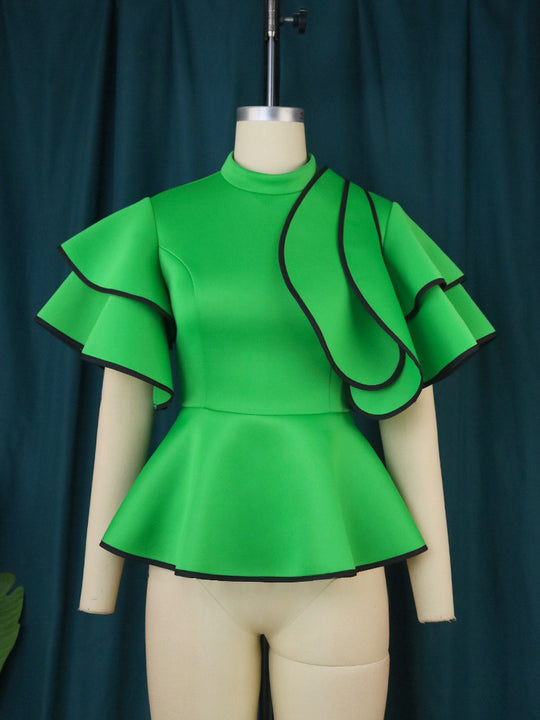 Damen Peplum-Top mit ausgefallenen Rüschen und asymmetrischem Schnitt EB