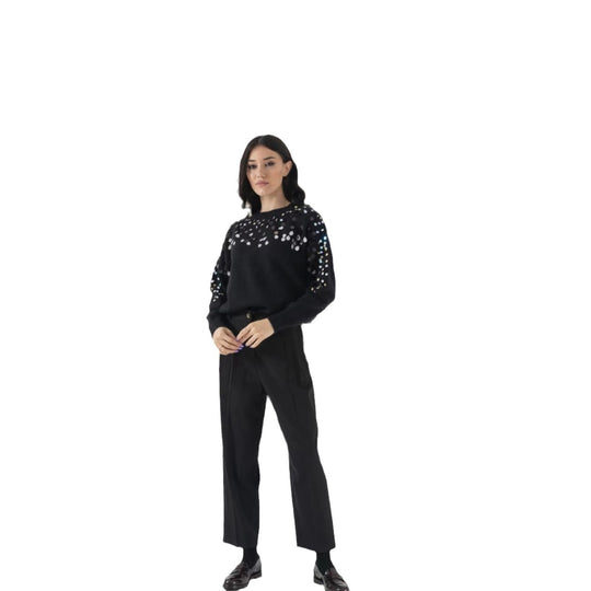 Damen Glitzernder Pullover mit eleganter Pailletten-Detail und lässiger Passform EB