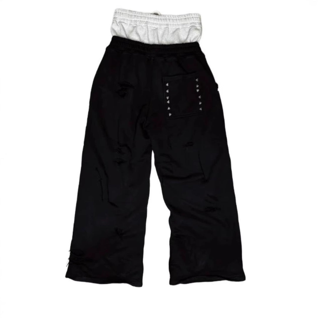Damen Modische Relaxed-Fit Cargo-Hose mit elastischem Bund und Nietenverzierung EB