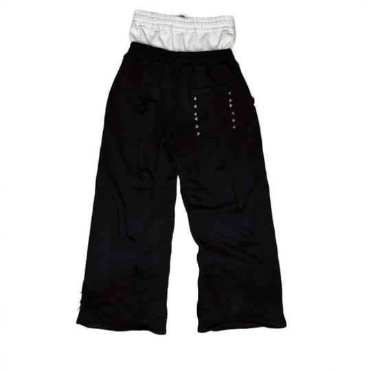 Damen Modische Relaxed-Fit Cargo-Hose mit elastischem Bund und Nietenverzierung EB