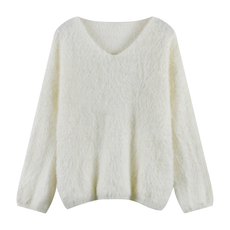 Damen Flauschiger Pullover mit weitem Schnitt EB