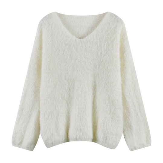 Damen Flauschiger Pullover mit weitem Schnitt EB