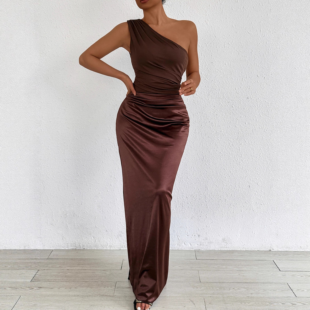 Damen Elegantes und figurbetontes Abendkleid mit asymmetrischem Ausschnitt EB